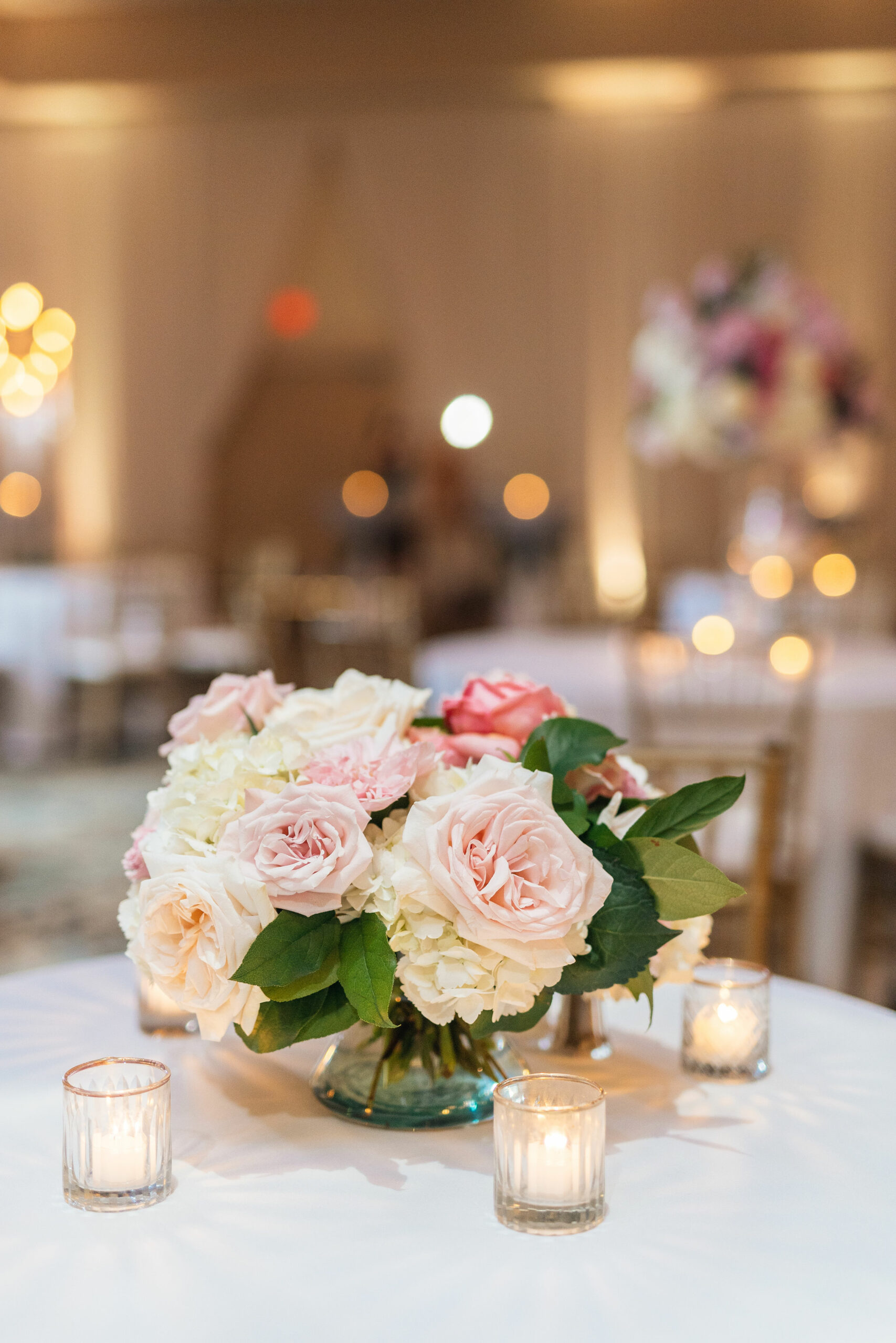 Beautiful floral arrangements at a Crowne Plaza wedding