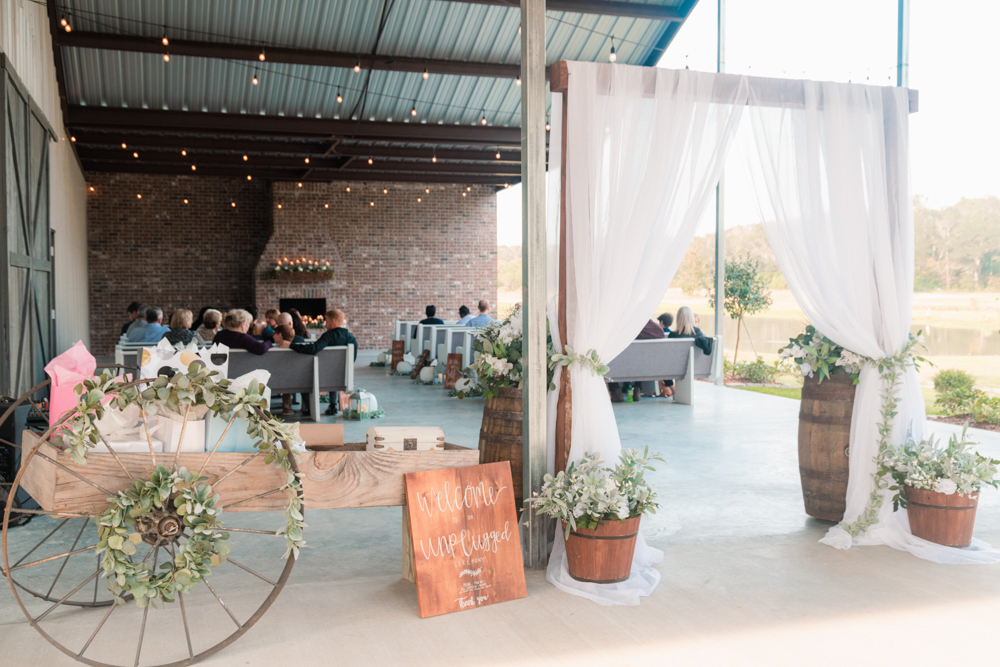 Beautiful floral arrangements at The Bennett Barn wedding